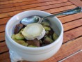 Le superposé de légumes au chèvre-bacon